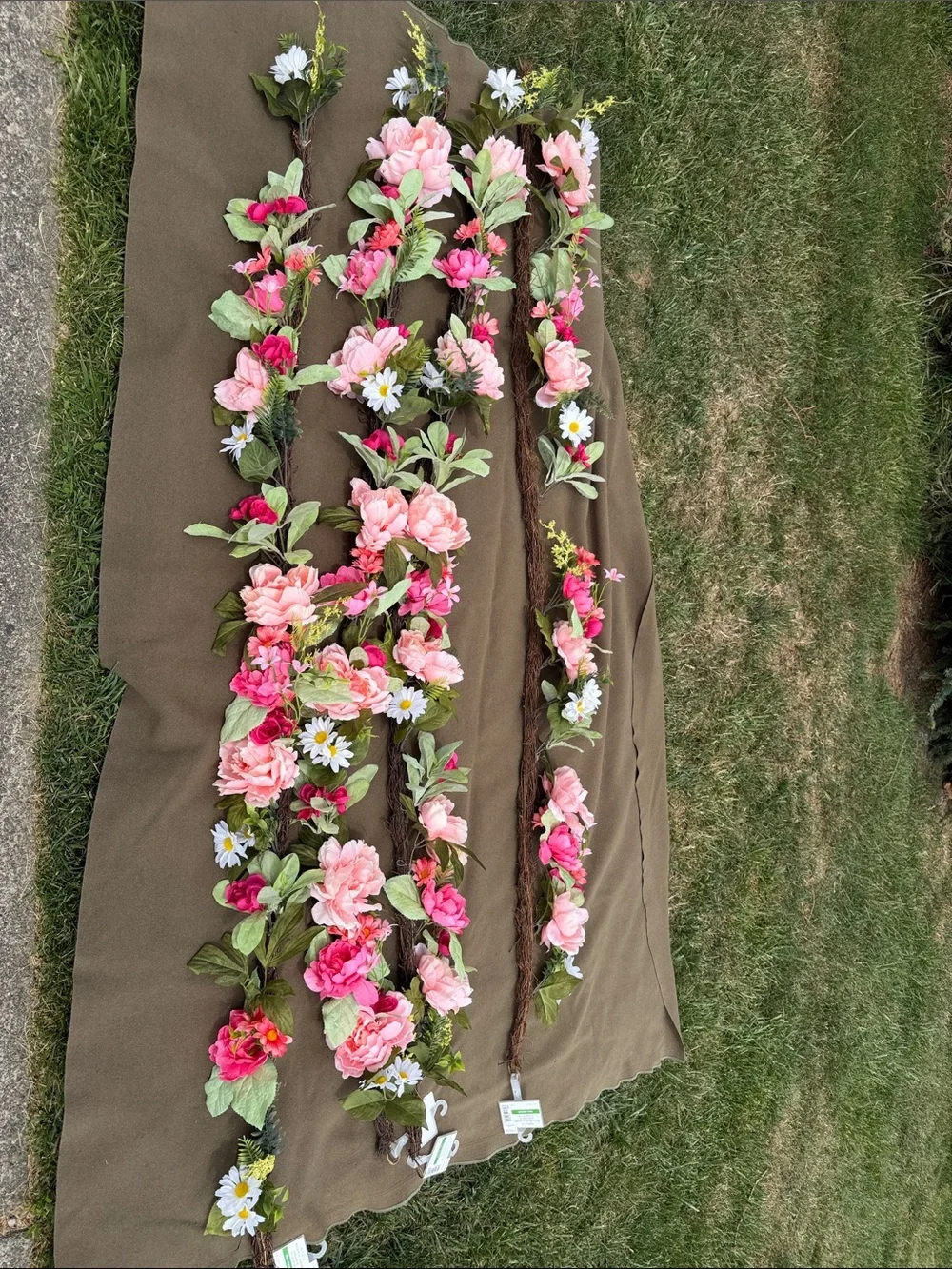 Ashland Peach Peony Garland with Green Accents